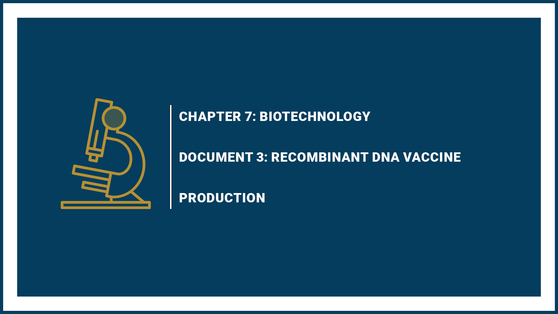 Chapter 7: Biotechnology - Document 3: Recombinant DNA Vaccine Production
